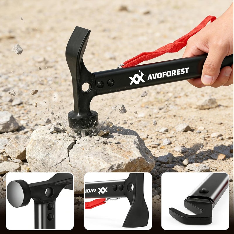 AVOFOREST 20 Pcs Tent Stakes with Camping Hammers, 7.1 Inch Non-Rust Metal Tent Pegs + Portable Tent Stakes Hammers Ground Stakes and Tent Accessories Camping with Storage Bag,Garden,Hiking - Image 5